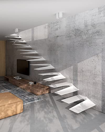 CHYRKA® Schwebetreppe Kragarmtreppe Stahltreppe 2in1 Stufen Modern Treppenrahmen 80 cm - Rechts (STR 01.080.C02, Weiss)
