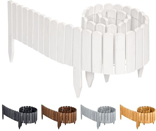 Garronda Beeteinfassung Holz Rollzaun Holzzaun 200 x 40 cm imprägniert Flexibler Rollborder Rasenkante Palisade Gartenzaun Umzäunung für Garten GD-0046 (Weiß, Höhe: 40 cm)