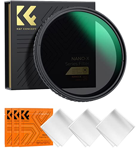 K&F CONCEPT Ø95mm Filtre ND2-ND32 sans Croix Bleu ND Variable Densité Neutre et 3 Chiffon de Nettoyage en Microfibre Emballé sous Vide pour Objectif Appareil Photo