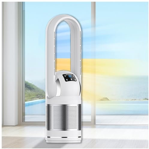 JUNZAI Ventilador de torre Con Control Remoto Pantalla Led Ventilador de torre Silencioso 3 Modos 8 Velocidades Ventilador Sin Aspas Silencioso Oscilación 80° Temporizador 8H