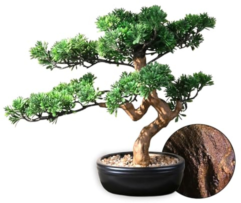 Permaplants Künstlicher Bonsai-Baum, 40,6 cm hoch, mit realistischem Holz und Keramiktopf, künstliche Pflanzen, Wacholder, Kiefer, Zen, Kunstpflanzen für Zuhause, Schlafzimmer, Büro, Badezimmer,