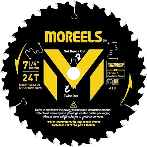184mm fits 190mm x 16mm Circular Saw Blade - Diamond Bore/Twist Out Bore - Worm Drive Style - 24T
