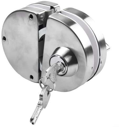 Verrou de porte en verre, sans perçage, serrure d'armoire en verre en acier inoxydable, double boulons, contrôle coulissant, serrure de porte en verre avec clé