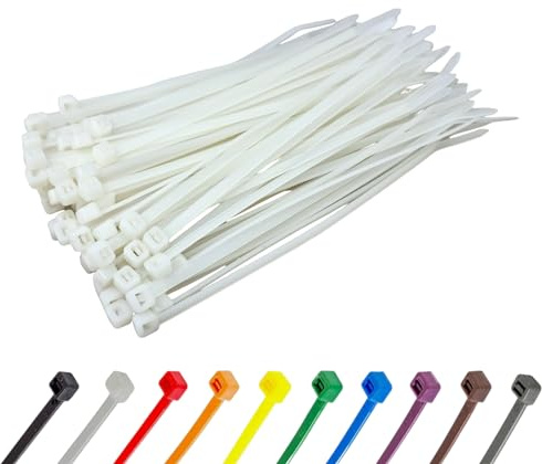 White Cable Ties (100 Pack - 150mm x 3.6mm) Small Clear/Natural Nylon Zip Ties Plastic Tie Wraps for Office Cable Tidy Garden DIY