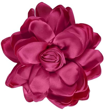 Mikovivi Rosenblütenbrosche, 100mm Blumen-Anstecknadel Satinstoff Zarte Elegante, Große Blumen Brosche für Frauen Hochzeitsfeier Tanz Bankett Kleid Kleidungsaccessoires Schmuck Geschenke (Rosenrot)