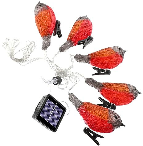BCOATH Robinförmige Solar Lichterkette Für Garten Und Terrassendekoration Energiesparend Und Mit Bunten Vögeln Für Festliche Anlässe