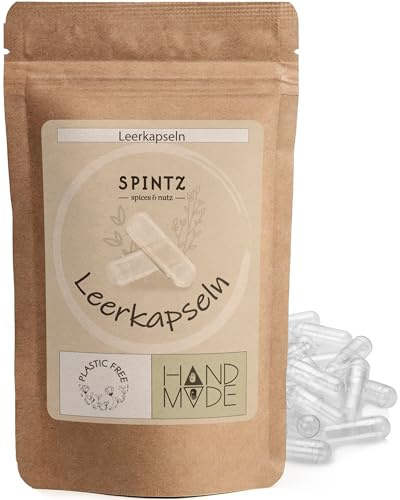 SPINTZ Gélules vides végétaliennes HPMC taille 00 (500 gélules) | Testé en laboratoire indépendant | Emballage sans plastique & durable | 100% cellulose végétale, non-GMO, sans allergènes, transparent