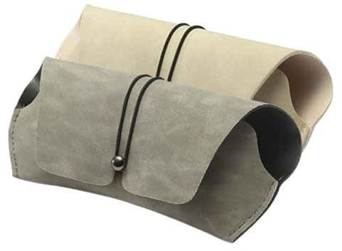 SeatLink Klassische Schutzhülle für Sonnenbrillen, 2 Stück, Grau, Kunstleder, Unisex, Weich, Tragbar, Wasserdicht, 16.5x7x3.5cm(LxBxH), 38g