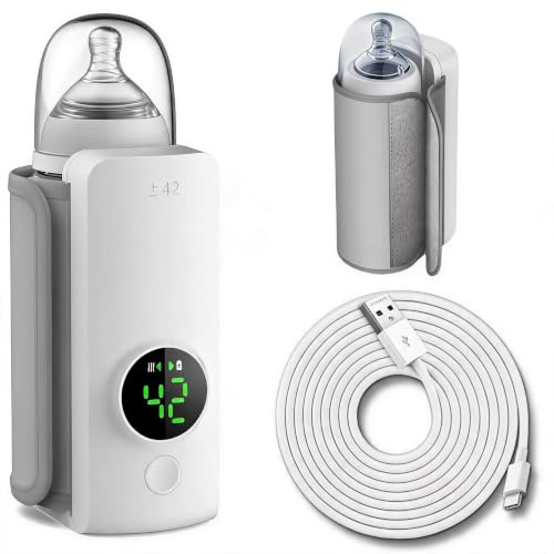 Portable Bottle Warmer for Travel, Fast Heating & 48H Keep Warming, Bottle Warmer On The Go, Precise Temperature Control, Portable Milk Warmer Battery Powered
