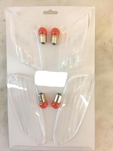 Generico Kit 4 gemme freccia trasparenti compatibili con APRILIA SR 50 R Factory – -incluse 4 lampadine arancioni 12V 10W –