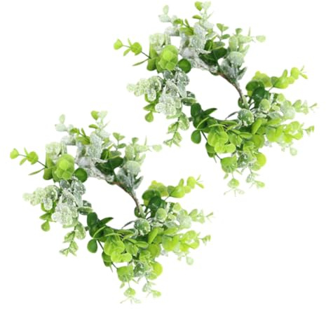 OUNONA 2stücke Künstliche Eukalyptus Kerzenringe Deko Für Tisch Mittelstück Weihnachten Ostern Party Bauernhaus Dekoration Ring