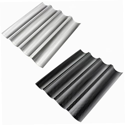 FIXOSHEE Moule à Français Perforé Antiadhésif Inoxydable Plaque Pâtisserie Réutilisable pour Pains Cuisson Uniforme et Croustillante Facile à Démouler et Nettoyer Chaleur