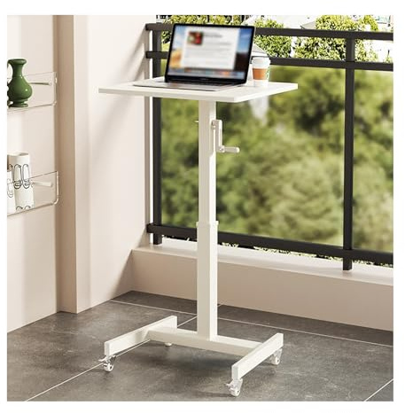 Mobile Lectern Podium Stand for Presentations, Reception Desks - Ideal for Churches, Offices, Schools, Homes & Conferences - Stylish Off-White Design