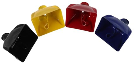 SUPVOX 4 Cencerros de Hierro con Mango Ergonómico para Eventos Deportivos y Celebraciones, Campanas Fuertes y Compactas con Agarre Cómodo para Animar en Interior y Exterior