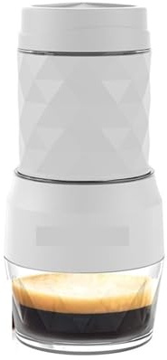 YQVEOT Caffettiera Portatile, 3 in 1 Macchina for caffè Portatile Acqua Calda/Fredda Macchina for caffè Espresso Manuale for Capsule e macinato Pressa Manuale for caffè da Viaggio for casa(White)