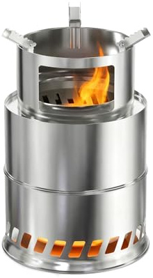 ACXIN 3-in-1 Camping Kocher Raketenofen, Edelstahl Holzofen Klein, Tragbarer Camping Ofen mit Tasche, Zeltofen Camping Grill für Outdoor, Picknick & BBQ, Tischkamin Hobo Kocher 20x20x30,5cm - Typ A