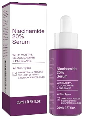 Niacinamid 20 % serum, ger intensivt, förfinar porerna, blekande hudvårdssens, har en uppljusande och strålande effekt mot åldrande serum för ansiktet, minskar fina linjer (1 st.)