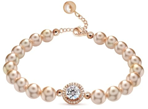 Moissanit pärlarmband, 2CT laboratorieodlad moissanit diamant, rodiumpläterat, justerbart sötvattenspärlsarmband, gyllene armband, present till kvinnor.
