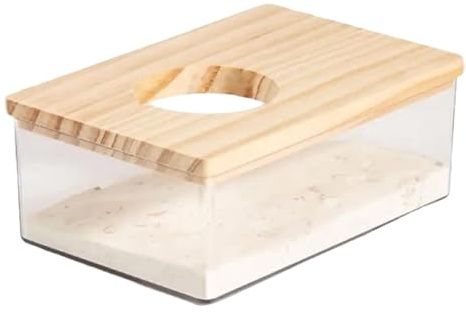 Ngbbby Hamster sandbad behållare – 10 x 15 cm transparent spillsäker stabil tvättbar sandlåda, tillbehör för små djur