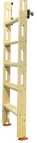 Natürliche Holzleiter mit breiten Stufen, stabile Kletterstufen für Wohnmobil, Bett, Schlafzimmer, Wohnheim, Hotel, 6-stufige Holzleiter für sicheren und einfachen Zugang