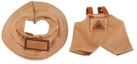 Domary Brun Färg Dockkläder Fiber Bärbara Utsökta Hängslen Byxor och Bucket Hat Set Tonåringar (3-14 år)