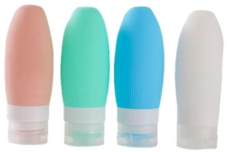 Juego de 8 botellas viaje silicona 90 ml, rellenables y a prueba fugas, esenciales for champú, loción, cosméticos, tubo portátil Para Champú(Mix color)