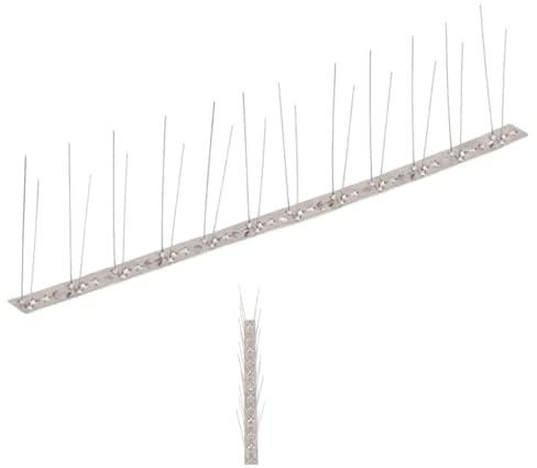 Nqyjm Set di 6 punte repellenti per piccioni in acciaio inox, 3 m, 2 file di punte, protezione per piccioni e griglia di protezione per uccelli, per balcone, travi del tetto, giardino, davanzale