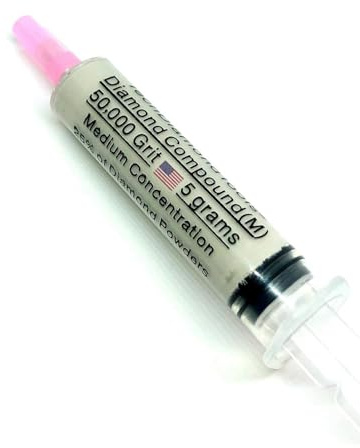 Diamond Lapidary Paste 50,000 Grit 0/0.5 Micron - Finest Finish 5 Gram Syringe 25% concentration