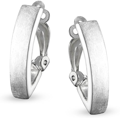 Vinani Ohrclip Ohrringe Damen 925 Sterling Silber gebürstet – elegante Silber Clip Ohrringe nickelfrei & antiallergisch – zeitloser Damenschmuck ohne Ohrloch – Designed in Deutschland, LLK