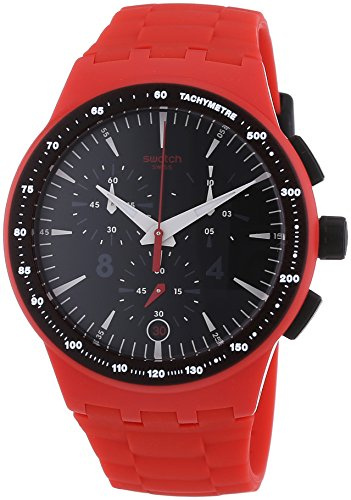 Swatch Unisex-Armbanduhr Chrono Fire Core Chronograph Quarz Plastik SUSR402