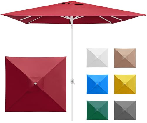 paramondo Interpara Parasol Pour Jardin Balcon Et Terrasse, Pliable, Avec Manivelle, Carré 3 x 3m / Bordeaux/Armature (Blanc)