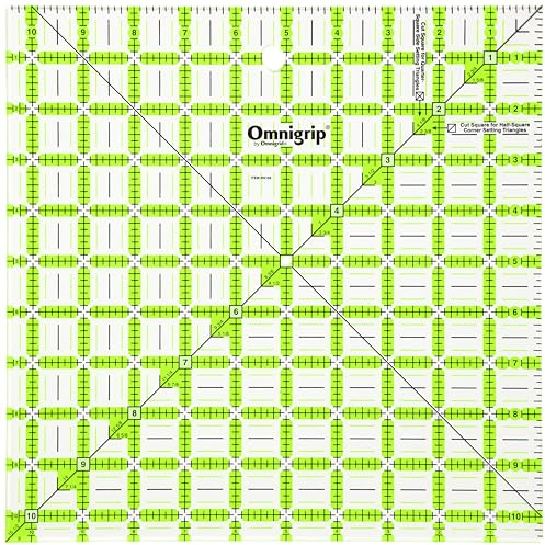 Omnigrip 10-1/2 x 10-1/2 Non-Slip Square Quilting Ruler by Omnigrid