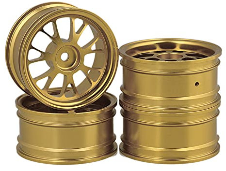 Mxfans Golden Aluminum Alloy Wheel Rims Y-Shape Fit for RC1:10 On Road Racing Car & Drift Car Pack of 4