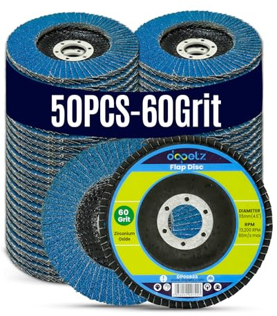 Dapetz ® Flap Discs 60 Grit 115mm Zirconia Grinding Discs Zirconium Sanding Discs for 4.5 Angle Grinder to Sanding Grinding Metal Wood and Stainless Steel- Pack of 50