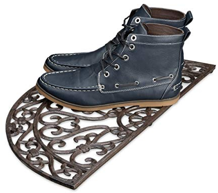 Relaxdays Fußabtreter Gusseisen rund HBT ca. 2 x 60 x 31 cm Fußabstreifer im Jugendstil Schuhabstreifer passend zum Landhausstil aus robustem Metall pulverbeschichtet mit Anti-Rutsch-Füßen, bronze