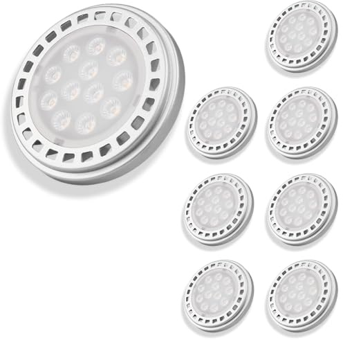INNOVATE ES111 GU10 LED Leuchtmittel 8 Stk. 12W 3000K Warmweiß Dimmbar | 60° Spot QRB11 QRB111 LED Lampe Ersatz 100W Strahler Deckenlampe Innenbereich