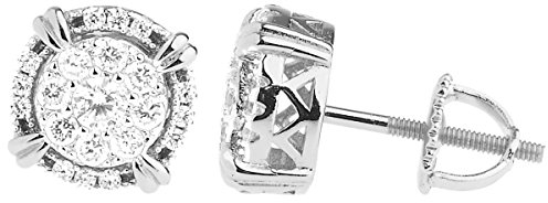 925 Sterling Silber Bling Zirkonia Ohrringe - CLUSTER 10mm
