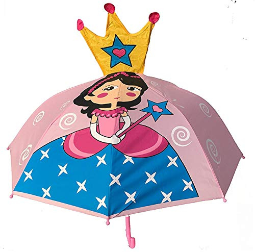 HECKBO 3D Kinder Regenschirm Stockschirm verschiedene Motive - Umbrella Jungen Mädchen - Kindergarten und Schule Zubehör- zur Einschulung für die Schultüte als kleine Aufmerksamkeit