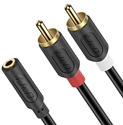 J&D Câble RCA, Jack 3.5mm Femelle vers 2 RCA Mâle Adaptateur Stéréo, Contacts Plaqués Or Série Audiowave Audio Stéréo Y Splitter, pour TV, PC, Tablett, Amplificateur, Enceinte, Home Cinéma, 0,9 Meter