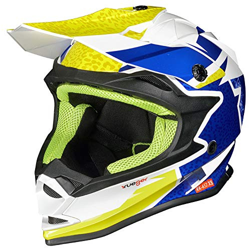 rueger-helmets RK-652 Kinder Crosshelm Endurohelm Motorradhelm Roller Quad Helm Kinderhelm, Größe:XS (53-54), Farbe:Rock Blue