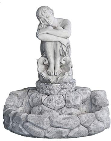 AnaParra Fontaine murale en béton classique Descanso 100 x 103 cm - Fontaine de jardin décorative romaine style jardin anglais. - Avec pompe à eau, circuit fermé. - Fabriqué en Espagne.