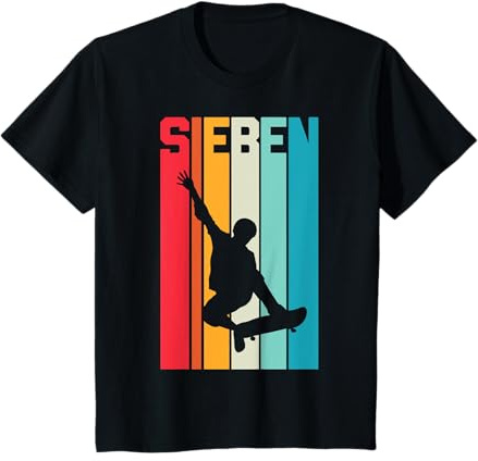 7. Geburtstag Geschenk Jungs Kinder Skater Skateboard Fan T-Shirt