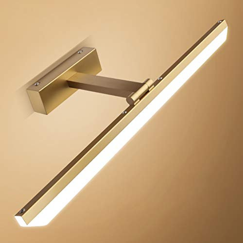 SFOXI Applique LED Miroir Salle de Bain, Lampe Moderne IP44 Blanc Chaud, Or, 9W/40CM