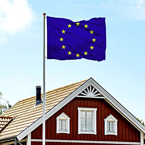 FSFLAG Drapeau de l'Union européenne – Drapeau de l'Union européenne – 9,5 x 1,5 m – Polyester 400D et deux œillets en laiton – Résistant aux UV et à la décoloration et double couture