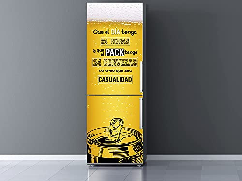 Oedim Vinilo Frigorífico Cerveza con una Frase, vinilo decorativo para neveras, decoración para cocinas, pegatina nevera
