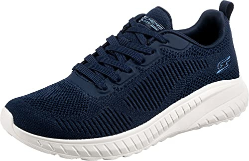 Skechers Women's Bobs Squad Chaos Face Off Sneaker, Navy Engineered Knit, 4 UK