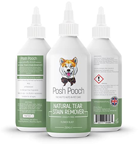 Tear Stain Remover for Dogs, Posh Pooch Natural Eye Crust Remover Eye Care Cleaning - Soothes, Exfoliates, Hydrates Fur & Skin, Cruelty Free Flower Blast Scent Gently Removes Salvia Stains & Residue