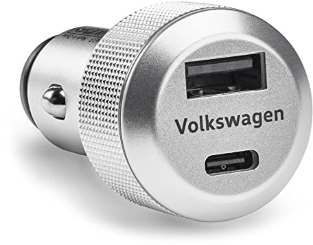 Volkswagen 000051443F Adapter USB Ladeadapter USB-A USB-C, geschirmt, beleuchtet, für 12V/24V Steckdose