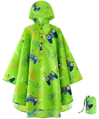 WAWSAM Regenponcho Kinder Wasserdicht Regencape Kinder Leicht | mit Kapuze, Regenmantel Kinder für Jungen & Mädchen, Regenschutz Kinder Schulranzen geeignet