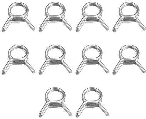 sourcing map Double Wire Spring Hose Clamp, 50pcs 304 Stainless Steel 6mm Inner Dia Fit 6.7mm-7.3mm OD Hose Fuel Line Silicone Tube Spring Clips
